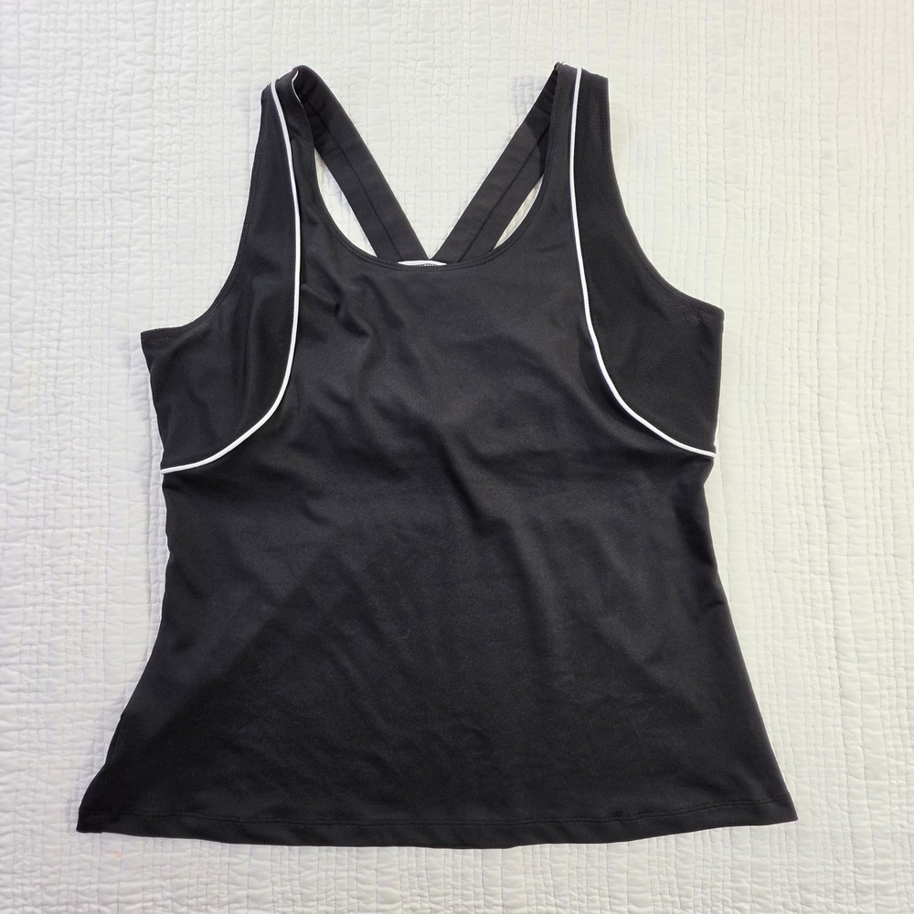 Be Inspired Womens XL Black Racerback Activewear Tank Top Built In Shelf Bra EUC